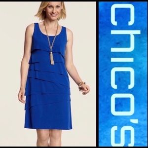 NWT Chico's Electric Blue Jill Layered Dress